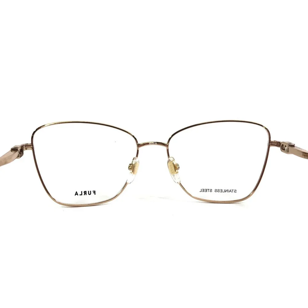 Furla Eyeglasses Frames VFU588 COL.02AM Pink Gold Butterfly Wire Rim 53-16-135